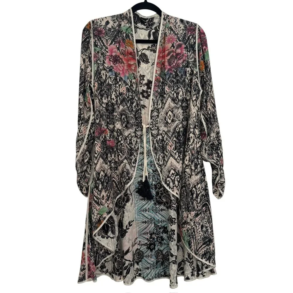 Johnny Was Ryder Long Coat Women's Small Multi Floral Reversible Boho Whimsical